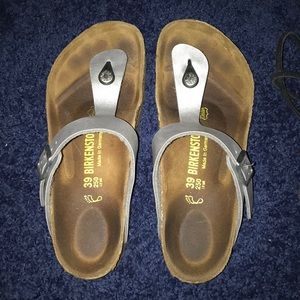 silver birkenstocks